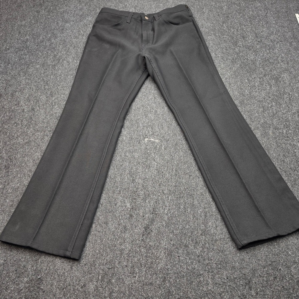 Wrangler Wrancher Dress Jeans Men 33x30 Black Polyester Twill Made in USA 82BK